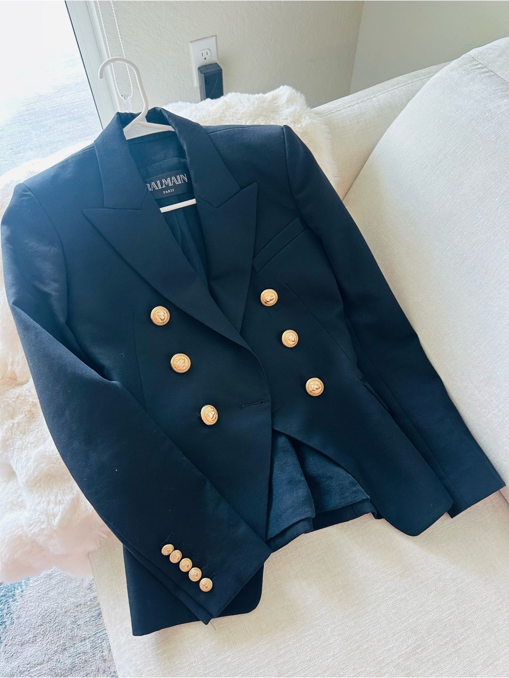 Balmain Black Double-Breasted Blazer with Gold Buttons size 34 (xxs-xs) - Picture 2 of 15
